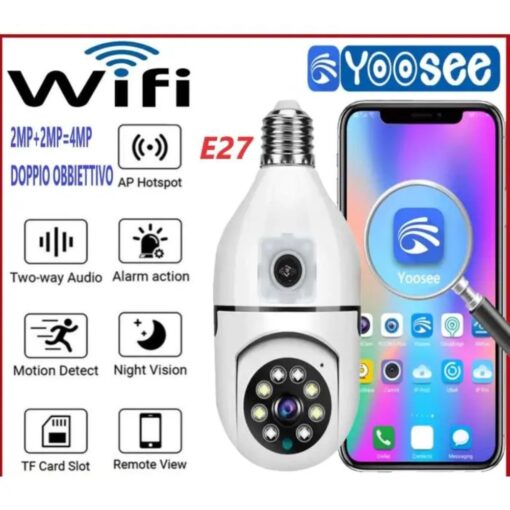 Telecamera lampadina IP Wi-Fi Dual Lens YOOSEE 4MP E27